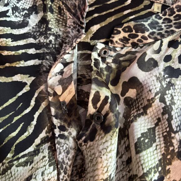 ELIE TAHARI Women's Size Medium Snap Front Sawyer Silk Animal Print Dress - Picture 10 of 10
